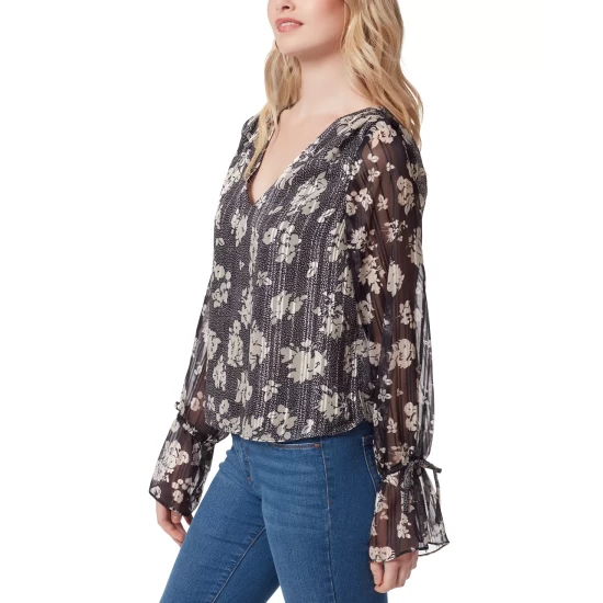 Buy 🎁 Jessica Simpson 👩 Women's Myra Smocked-Panel V-Neck Top Russet Brown 🎉 - Image 2