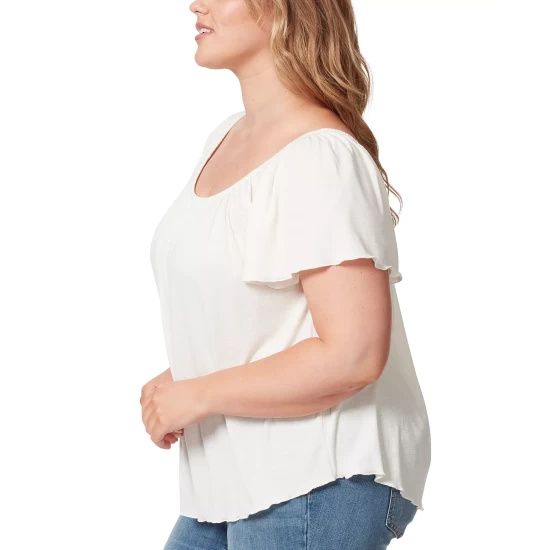 Buy 🎁 Jessica Simpson 👩 Women's Myra Smocked-Panel V-Neck Top Russet Brown 🎉 - Image 3