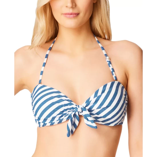 Best reviews of ✨ Jessica Simpson 👩 Women's Lickity Split Tie-Front Bandeau Top Blue/white Stripe 😉 - Image 4