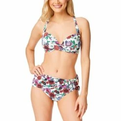 Cheapest ⭐ Jessica Simpson Forget Me Not Twisted Floral 👙 Bikini Top & Shirred Hipster 👙 Bikini Bottoms White Floral 💯