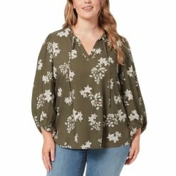 Best Pirce 🔥 Jessica Simpson Trendy Plus Size Ruby Peasant Top Floral Fawn 💯