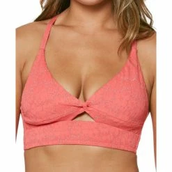 Best deal ๐ Jessica Simpson Flower Power Solids Twist Front Cami ๐ Bikini Top Mandarin โค๏ธ
