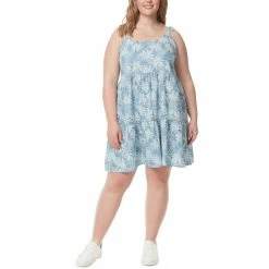 Budget 🥰 Jessica Simpson Trendy Plus Tamaryn Tiered 👗 Dress Palm Bliss 🤩