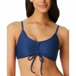 Best Pirce 🤩 Jessica Simpson 👩 Women's Pretty In Pique Ruched 👙 Bikini Top Femme ⭐
