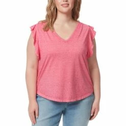 Discount 🛒 Jessica Simpson Trendy Plus Size Odin Ruffle-Sleeve T-Shirt Gardenia 😀
