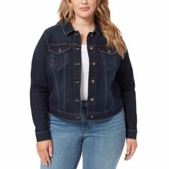 Best deal 🛒 Jessica Simpson Trendy Plus Size Pixie Long Sleeve Denim Jacket Mercer ⌛