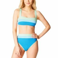Best deal ๐ฅ Jessica Simpson South Of Border Bandeau & High Waisted Swim Bottoms Blue/teal ๐ฅฐ