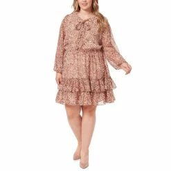 Best Sale 🛒 Jessica Simpson Trendy Plus Size Vicky Printed Ruffle-Hem 👗 Dress Leopard Swirl 😉