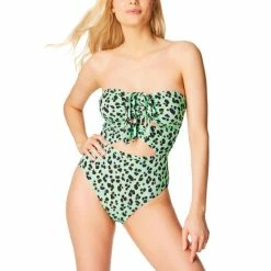 Hot Sale 👍 Jessica Simpson Wild Thing Ruched Keyhole Front One Piece 🩱 Swimsuit Leopard ❤️