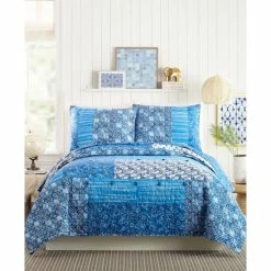Cheapest 👍 Jessica Simpson Azra Full/Queen Quilt Blue ⭐