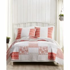 Best deal ⌛ Jessica Simpson Lago Twin Quilt Coral ❤️