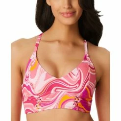 Deals 🌟 Jessica Simpson 👩 Women's Good Vibrations Cropped Cami 👙 Bikini Top Femme Multi 😍