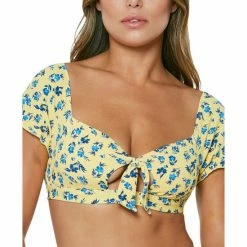 Buy 😀 Jessica Simpson Floral Delight Puff-Sleeve Bra 👙 Bikini Top Sol 🎁