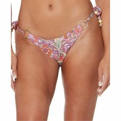New ❤️ Jessica Simpson Flower Child String Tie-Side 👙 Bikini Bottoms Mandarin 🔥