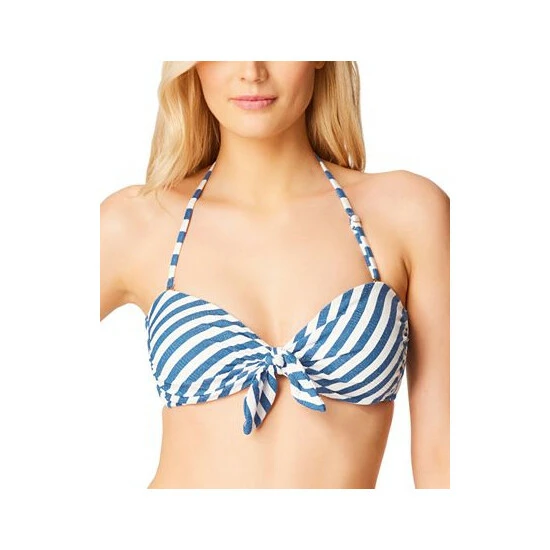 Best reviews of ✨ Jessica Simpson 👩 Women's Lickity Split Tie-Front Bandeau Top Blue/white Stripe 😉 - Image 3