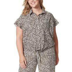 Cheap ✔️ Jessica Simpson Trendy Plus Size Rhea Flutter-Sleeve Top Daisy Meadow ✨