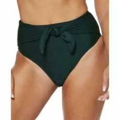 Best Sale 🧨 Jessica Simpson Basic Solids High-Waist Tie 👙 Bikini Bottoms Black ❤️